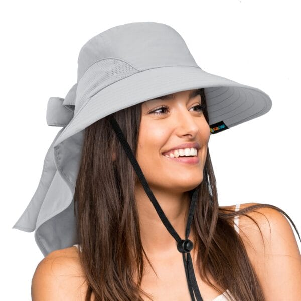 Safari Sun Hat for Women Summer Hats Wide Brim Ponytail Outdoor Working Hiking 3