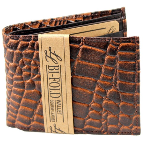 New Mens Genuine Leather Bifold Wallet ID Credit Card Alligator Window Crocodile 2