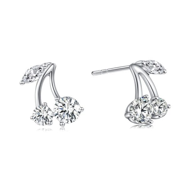 Buyless Fashion Girls Cherry Fruit Stud Earrings Sparkling Crystal 2