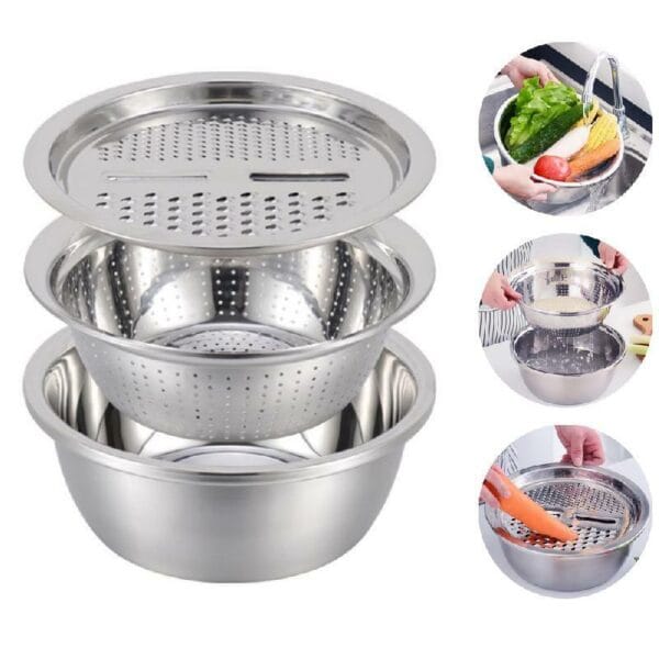 1-199.jpg Kitchen Colanders 2 in 1 Fruit Vegetable Julienne Strainer Bowl Set Drain Basin