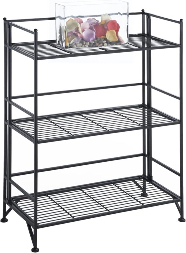 Convenience Concepts Designs2Go X-Tra Storage 3-Tier Wide Folding Metal Shelf, Black 2