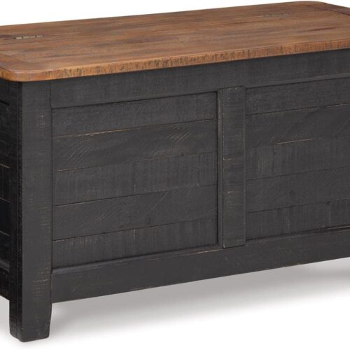 Signature Design by Ashley Dashbury Rustic Farmhouse Storage Trunk or Coffee Table, Antique Black