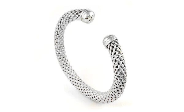18k White Sterling Silver Plated Cable Cuff Bracelet for Woman and Men 1