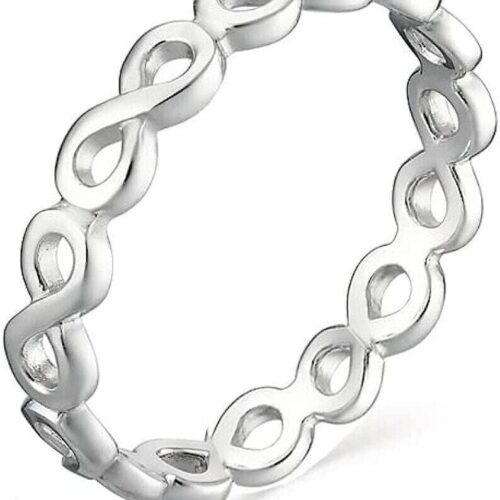 925 Solid Sterling Silver Infinity Stackable Ring Band for Women & Girls