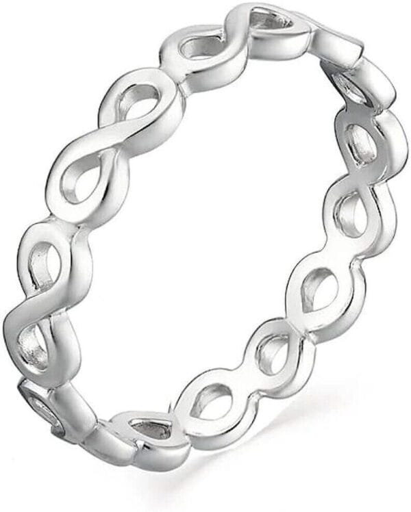 925 Solid Sterling Silver Infinity Stackable Ring Band for Women & Girls 1