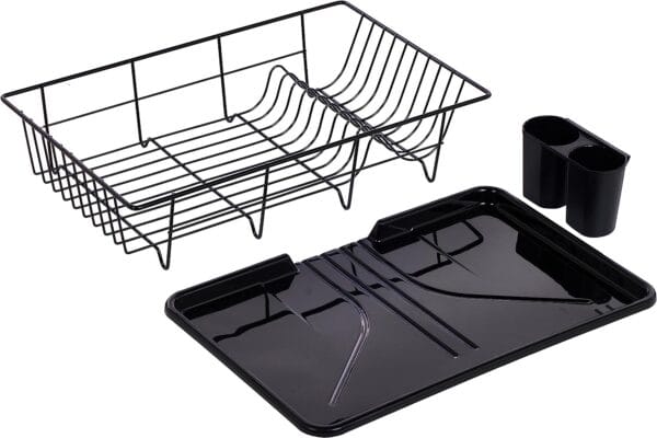 Sweet Home Collection Dish Drainer Drain Board and Utensil Holder Simple Easy to Use, 17" x 12" x 5", 1