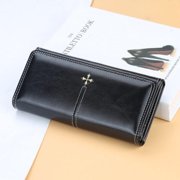 Women Lady Oil Wax Leather Clutch Wallet Long Purse Credit Card Phone Holder Bag 23