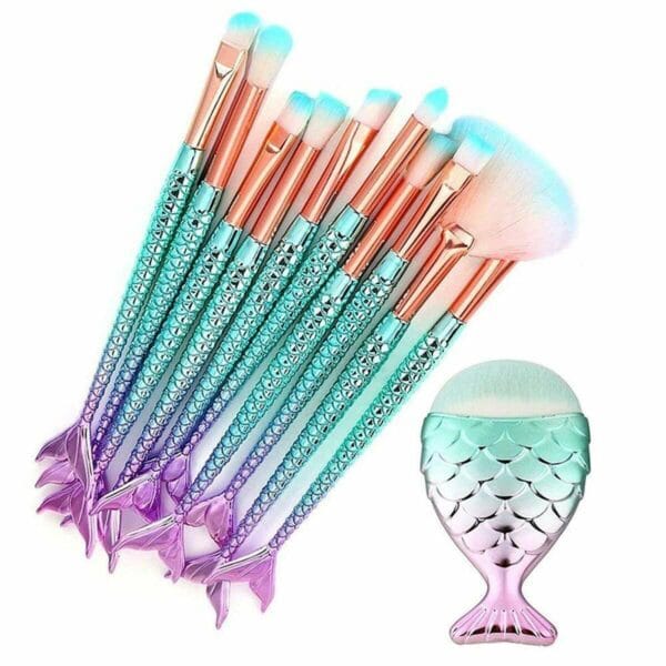 Mermaid Makeup Brushes Sets Concealer Eyeshadow Foundation Blush Eyeliner Brush