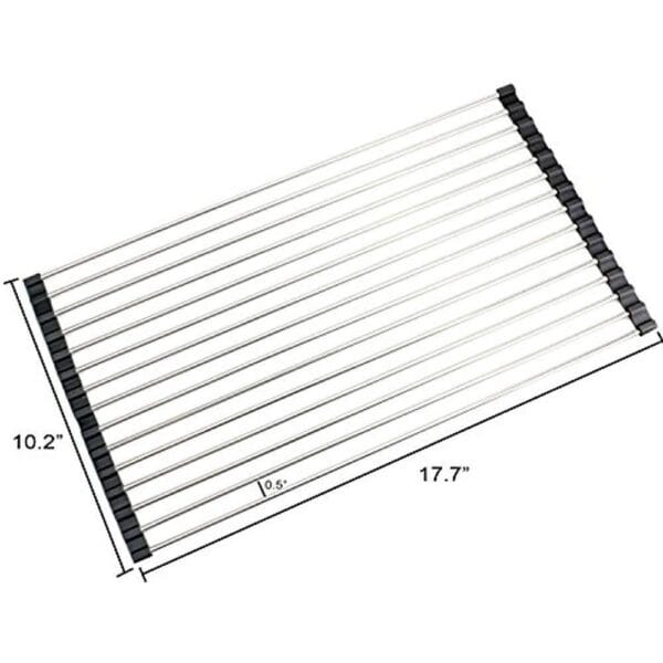 Over the Sink Multipurpose Roll-Up Dish Drying Rack Pan Bottle Food Drainer Mat 3