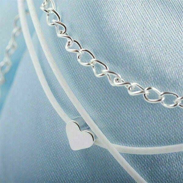 Fashion Love Heart Ankle Bracelet Foot Chain Silver White Women Anklet Gifts 3