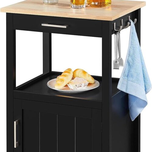 Topeakmart Kitchen Island Trolley Cart with Drawer and Storage Cabinet, Wood Top Kitchen Cart for Dining Room, 22x18x35 Inches