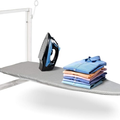 2 Ivation Wall-Mounted Ironing Board | Foldable 36.2” x 12.2” Ironing Station for Home, Apartment & Small Spaces | Sturdy Folding Board, Easy-Release Lever, Removable Cotton Cover & Mounting Hardware