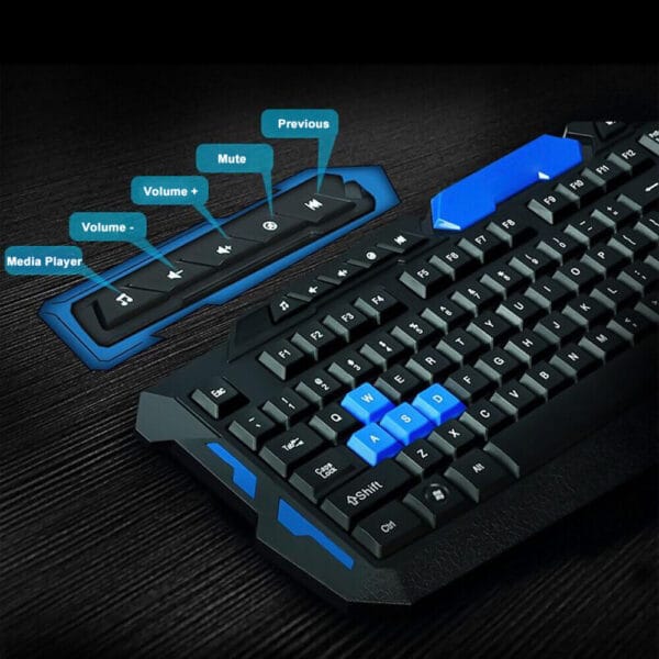 2.4G Gaming Multimedia Cordless Keyboard Wireless Optical Mouse Nano Receiver 3