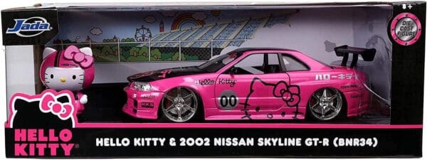 Hello Kitty 1:24 2002 Nissan Skyline GT-R (BNR34) Die-Cast Car & Hello Kitty Figure, Toys for Kids and Adults 3