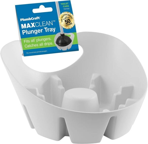 Plumb Craft Universal Plunger Holder Drip Tray, White (1 Pack) 3