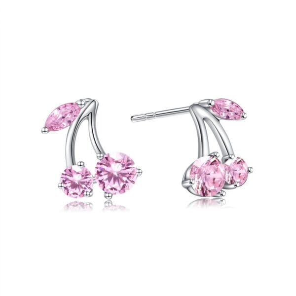 Buyless Fashion Girls Cherry Fruit Stud Earrings Sparkling Crystal 3