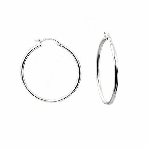 Picture 1 of 4 Have one to sell? Sell now Womens 925 Sterling Silver Elegant S Shaped Large Silver Hoop Earrings - 35MM 3