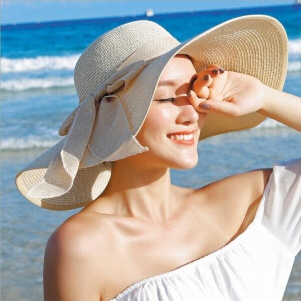 Summer Fashion Women Beach Outdoor Travel Cap Sun UV Protection Wide Brim Hat 3