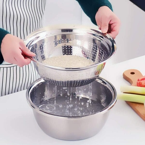 Kitchen Colanders 2 in 1 Fruit Vegetable Julienne Strainer Bowl Set Drain Basin 6