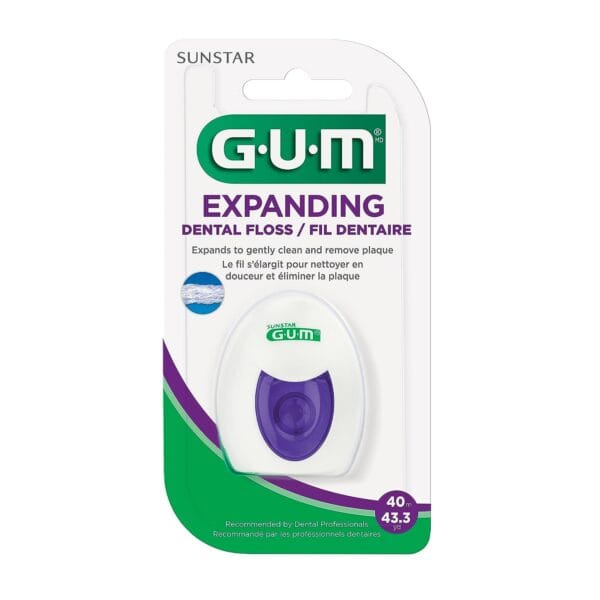 GUM Deep Clean Expanding Dental Floss - Waxed Woven Floss - Effective Plaque Removal for Tight Teeth - Unflavored 3