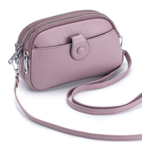 Women Triple Zipper Small Crossbody Bag Cellphone Wallet Purse Clutch Handbag 3