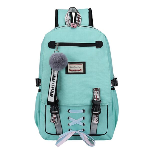 Women Girls USB Port Backpack Laptop Travel Shoulder School Book Bag Rucksack 3