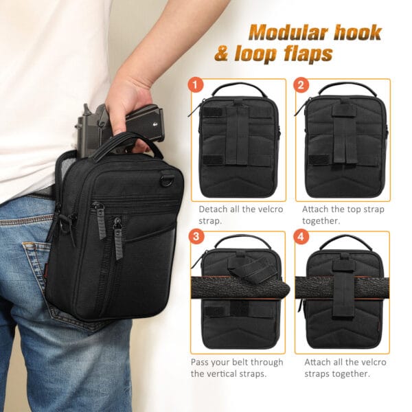 Tactical Concealed Carry Bag, Pistol Carry Gun Pouch Shooting Range Duffle Bag 3
