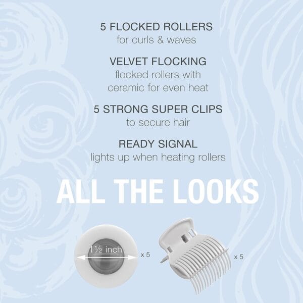 Conair Ceramic 1 1/2-inch Hot Rollers, Super Clips Included, Perfect for Travel Domestic and Aboard with Dual Voltage 3