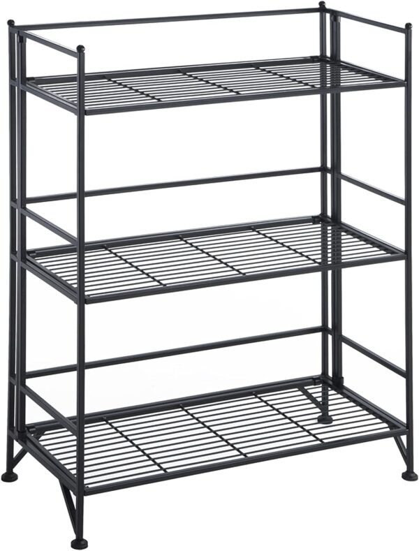 Convenience Concepts Designs2Go X-Tra Storage 3-Tier Wide Folding Metal Shelf, Black 1
