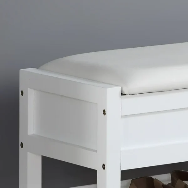 Roundhill Furniture Rouen Storage Bench, White 3