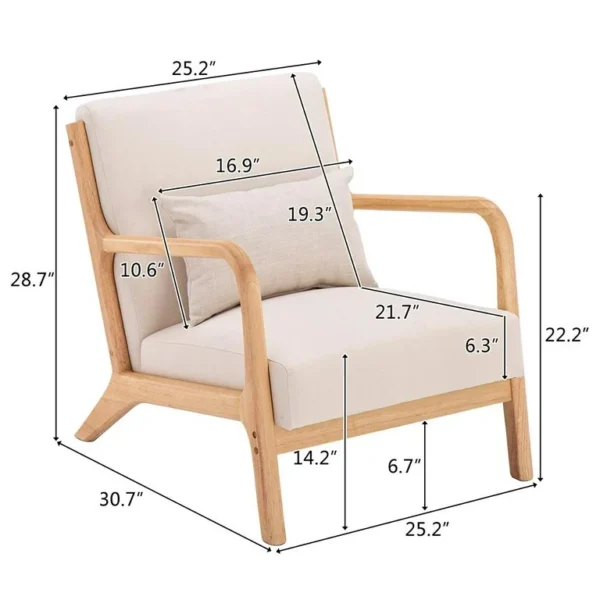 UBesGoo Modern Mid Century Accent Chair Living Room Single Sofa Cafe Lounge Chair Beige 3