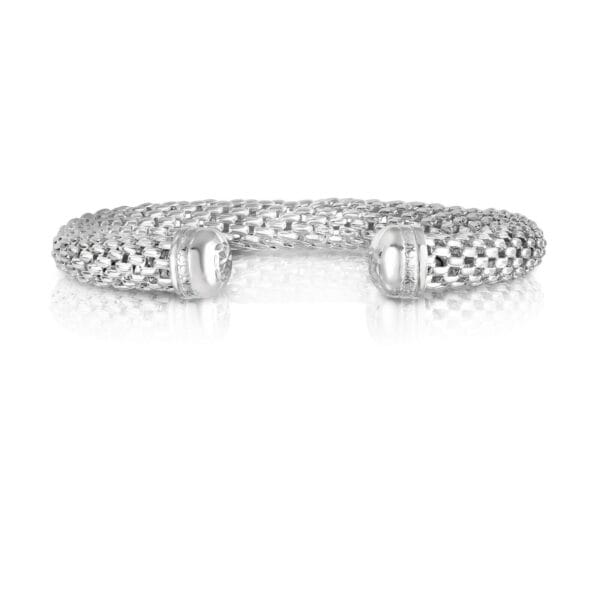 18k White Sterling Silver Plated Cable Cuff Bracelet for Woman and Men 3