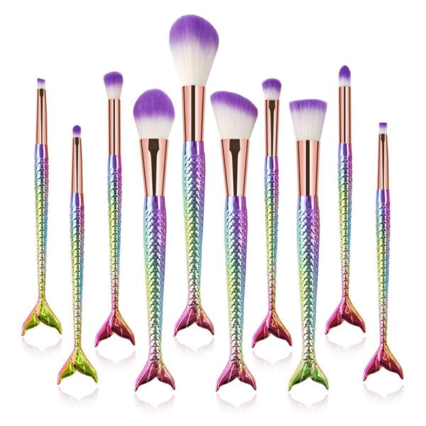 10Pcs Colorful Pro Makeup Brushes Set Powder Foundation Eyeshadow Brush Tool New 3