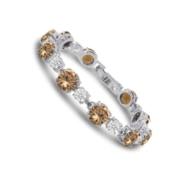 Silver Plated CZ Tennis Bracelet - 8mm & 5mm Cubic Zirconia Stones ~Choose Color 2