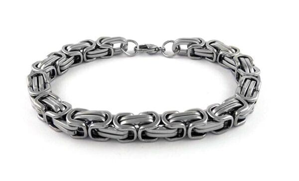 Men's Stainless Steel 8MM Silver Mechanic Byzantine Bracelet Link Chain 8.5" 1