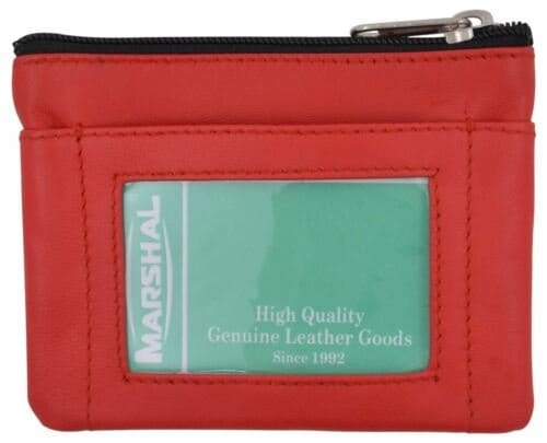 Genuine Leather Coin Change Purse With Front ID Window & Key Ring 710 Assorted c 3