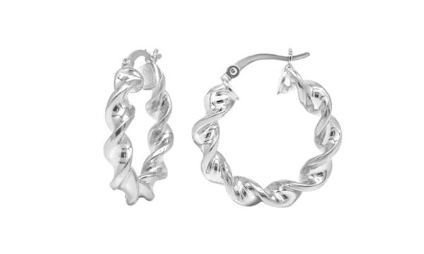 925 Solid Sterling Silver 25MM Twisted Hoop Huggie Earrings For Women -3 Colors 19