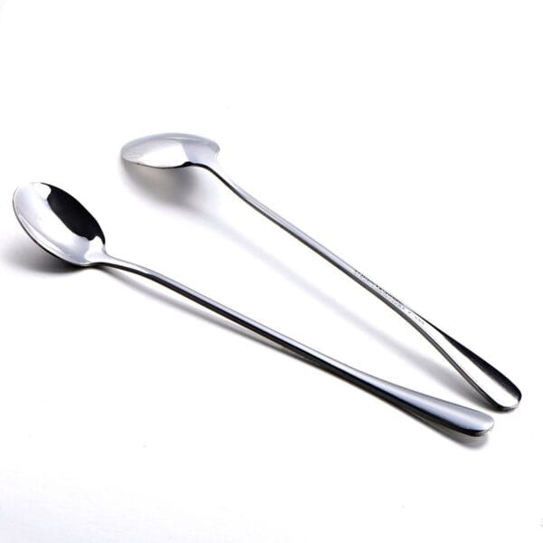 6x 7.5" Stainless Steel Mixing Spoons Long Handle Iced Teaspoons Ice Cream Spoon 3