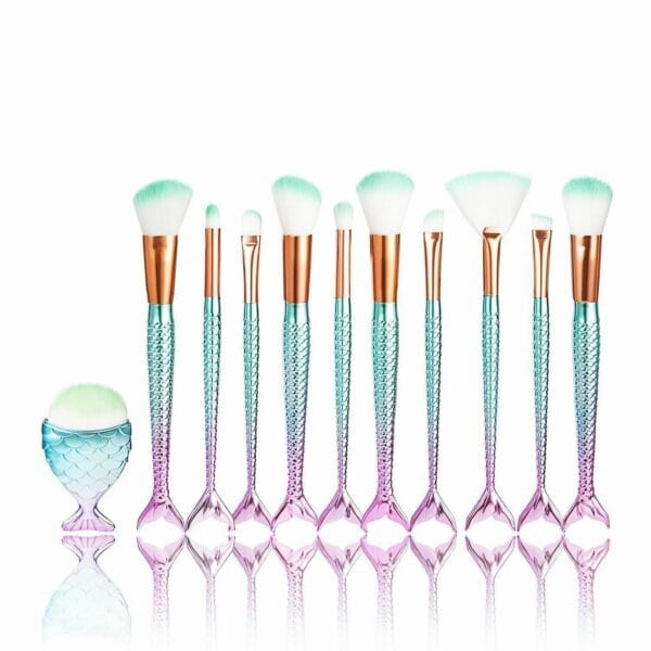 Mermaid Makeup Brushes Sets Concealer Eyeshadow Foundation Blush Eyeliner Brush 4
