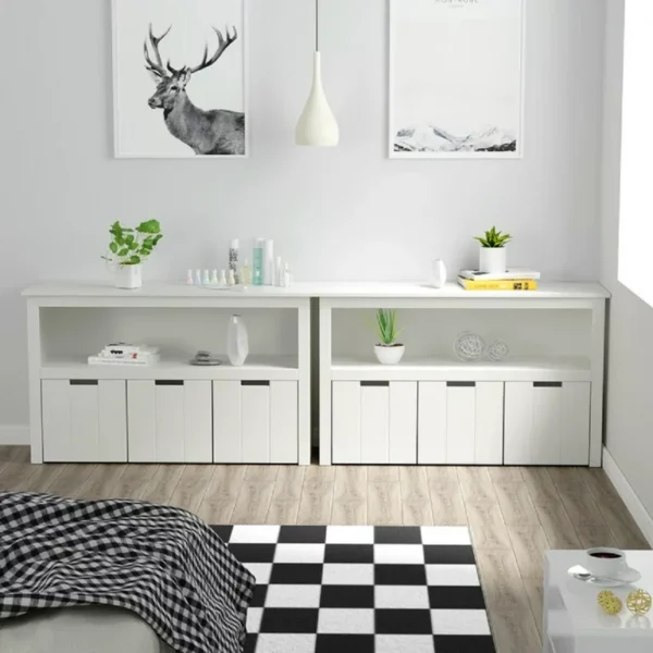 Homfa Kids Toy Storage, Cubes Storage Bins, White Toy Box with Shelves and Wheels 4