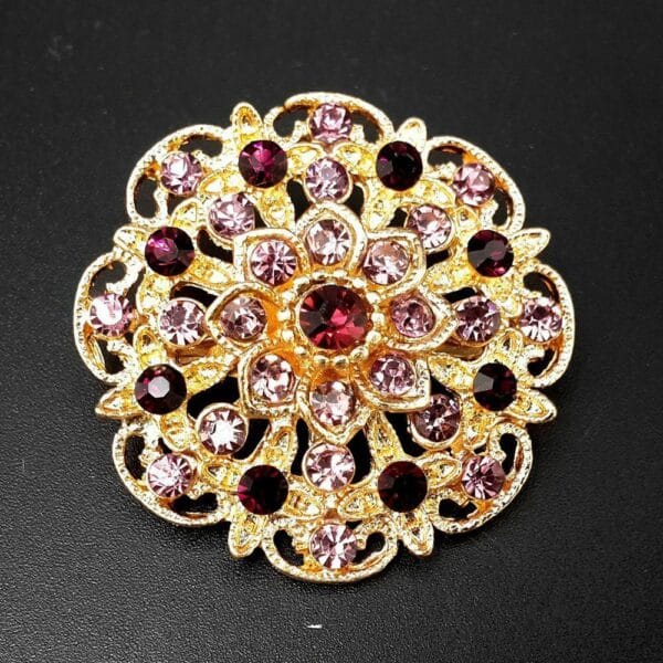 24pc Vintage Brooch Lot Mixed Alloy Rhinestone Crystal Pins Wedding Bouquet DIY 4
