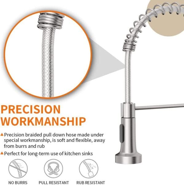 Kitchen Faucet Sink Pull Down Sprayer Single Lever Mixer Tap Spring Deck Mount 3