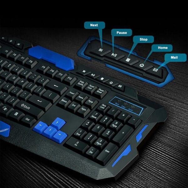 2.4G Gaming Multimedia Cordless Keyboard Wireless Optical Mouse Nano Receiver 4