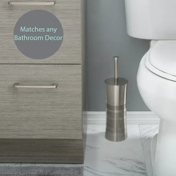 Bath Bliss Stainless Steel Toilet Brush and Holder in Two Tone 4