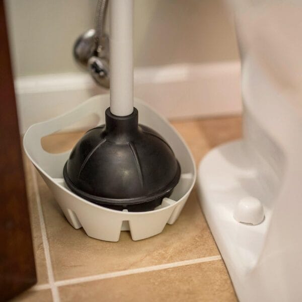 Plumb Craft Universal Plunger Holder Drip Tray, White (1 Pack) 4