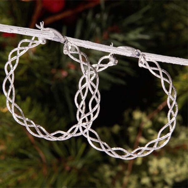 Jewelry Women Black & White Twisted Hoop 925 Sterling Silver Earrings 4