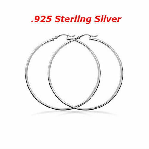 Picture 1 of 4 Have one to sell? Sell now Womens 925 Sterling Silver Elegant S Shaped Large Silver Hoop Earrings - 35MM 4