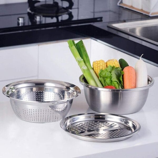 Kitchen Colanders 2 in 1 Fruit Vegetable Julienne Strainer Bowl Set Drain Basin 5