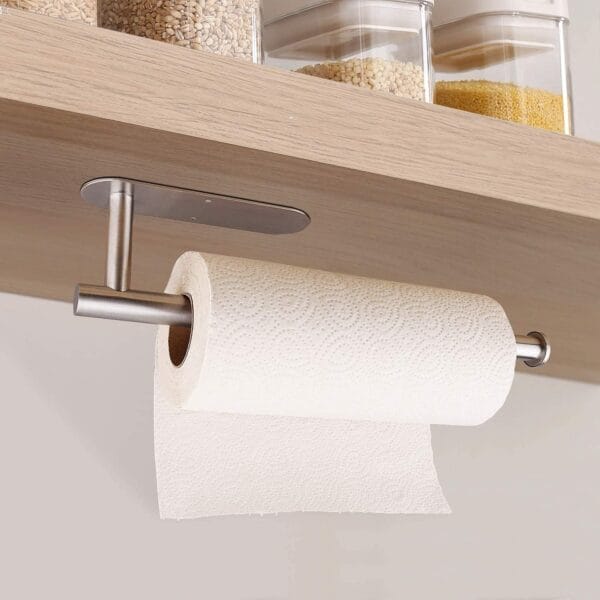 Paper Towel Holders for Kitchen,Paper Towels Bulk- Self-Adhesive Under Cabinet,Both Available in Adhesive and Screws,Stainless Steel 4