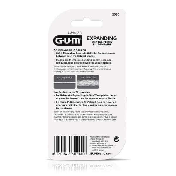 GUM Deep Clean Expanding Dental Floss - Waxed Woven Floss - Effective Plaque Removal for Tight Teeth - Unflavored 4